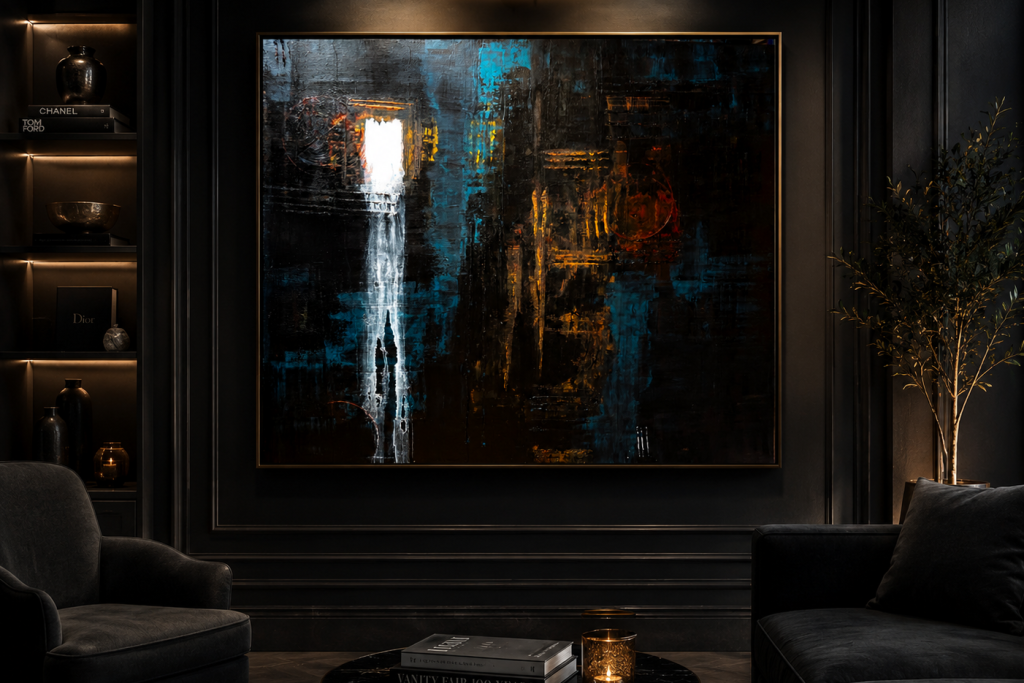 Abstract Art, Modern Art, Original Painting, Acrylic Painting, Contemporary Art, Healing Through Art, Midnight Horizon, Peace by Piece Art 333